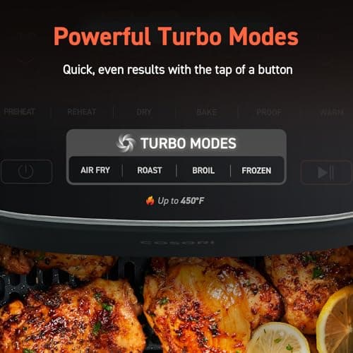 COSORI Air Fryer 9-in-1, Compact & Large 6-Qt, Fast Turbo Modes, 90-450°F Even Results, Precision Heating, Up to 95% Less Oil*, Roast, Bake, Dry, Reheat, Frozen, Broil, Proof, 120V, TurboBlaze, Grey
