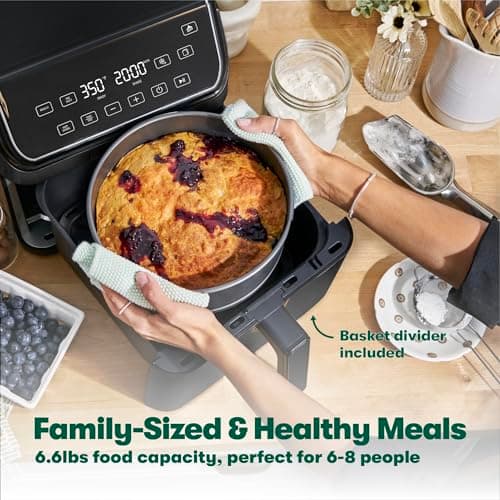 bella 8 Qt Digital Air Fryer with TurboCrisp Technology, Large Family Size Nonstick Cooking Basket and Crisping Tray, Multiple Preset Functions, Auto Shutoff, Black, 1750 Watt