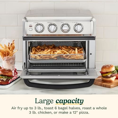 Cuisinart Air Fryer + Convection Toaster Oven, 8-1 Oven with Bake, Grill, Broil & Warm Options, White, TOA-70W