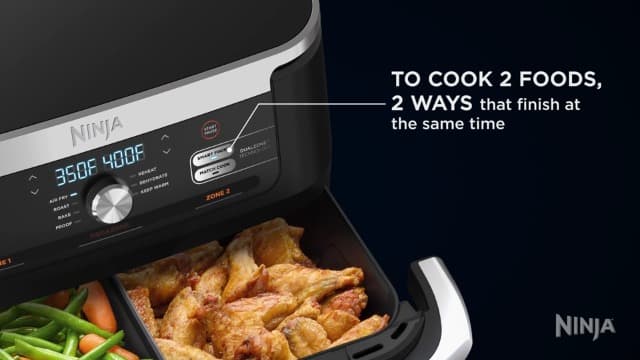 Ninja Foodi 11 Quart 7-in-1 MegaZone XL FlexBasket Air Fryer, Basket Divider for Full Meals, Air Fry, Roast, Grey (Renewed)