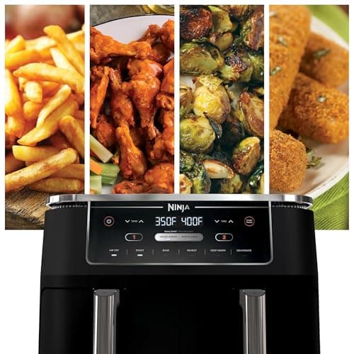 Ninja R-AD300CO Foodi 6-in-1 10-qt. XL 2-Basket Air Fryer with DualZone Technology, Black - Certified Refurbished