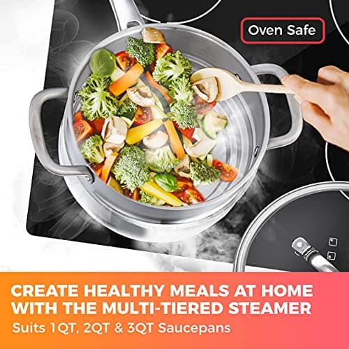 Mueller Pots and Pans Set 17-Piece, Ultra-Clad Pro Stainless Steel Cookware Set, Ergonomic EverCool Handle, Induction Cookware, Includes Saucepans, Skillets, Dutch Oven, Stockpot, Steamer For Cooking