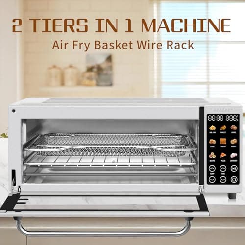 SEEDEEM 9-in-1 Air Fryer Oven, 16-Quart Countertop Convection Oven with Toaster, Broil, Pizza, Toaster Oven & Dehydrator, Large Capacity Kitchen Appliance in Pink, Silver, Black