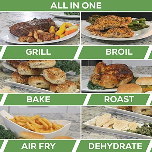 GoWISE USA 25-Quart Air Fryer Oven & Professional Dehydrator with 3 Heating Elements & Rotisserie, 12 Functions, Preheat & 5 Cooking Levels – Fits 12-Inch Pizza, 11 Accessories and Stainless Steel
