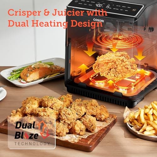 COSORI 6.8Qt Air Fryer, 12-in-1 Dual Blaze for 360° Crispy Meals, No Shaking & Preheating to Fast Cooking with Bake, Roast, Broil, 100+In-App Recipes, Dishwasher Safe