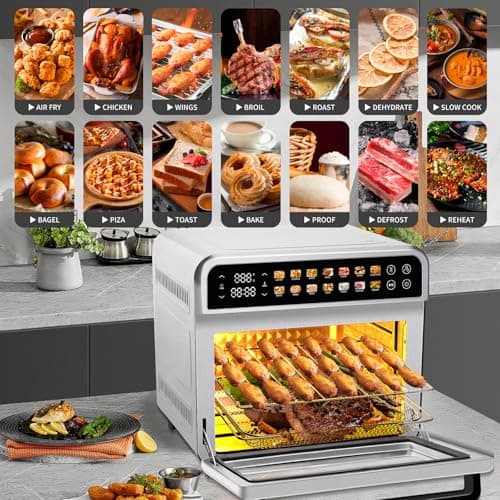 SEEDEEM 32-Quart Large Air Fryer Oven, 14-in-1 Digital Toaster Oven with Touchscreen, Family Size Countertop Convection Oven for Air Fry, Bake, Roast, Dehydrate, Reheat & More