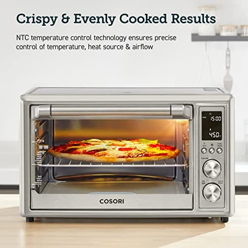 COSORI Air Fryer Toaster Oven Combo, 12-in-1 Airfryer Rotisserie Convection Oven Countertop, Bake, Broil, Roast, Dehydrate, 134 Recipes & 4 Accessories, 32QT, Silver, Stainless Steel