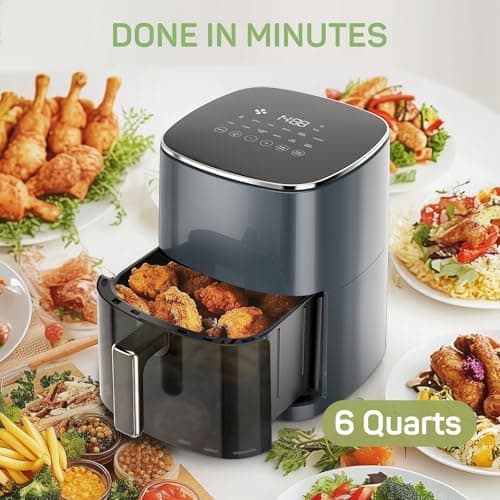 Air Fryer, 6-Quart with Viewing Window, 12-in-1 Functions - Air Fry, Roast, Reheat, Dehydrate, Bake, Steam, and More, 400°F Max Temperature