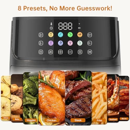 Air Fryer 11-in-1, Large 5.8 QT Airfryer with Easy View Windows, MAX 450℉ for Crispy, 85% Less Oil, Fast Roast, Preheat, Shake, Bake, Frozen, Non-Stick Basket for Easy Clean, With Professional Recipes