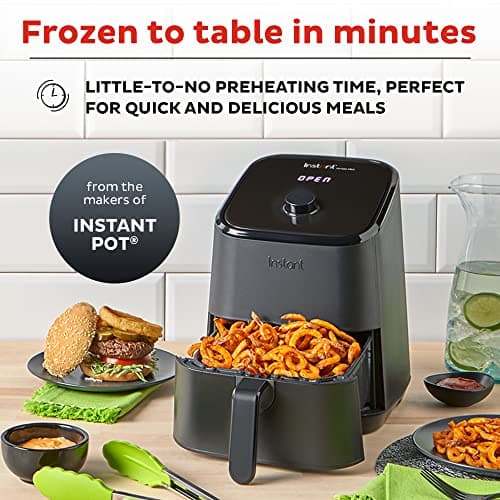 Instant Pot Vortex 2QT Mini Air Fryer,Small Air fryer that Crisps,Reheats,Bakes,Roasts for Quick Easy Meals, Includes over 100 In-App Recipes,is Dishwasher-Safe, from the Makers of Instant Pot, Black
