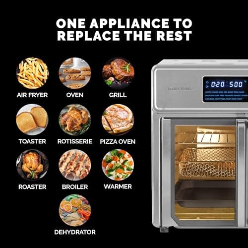 Kalorik MAXX® Digital Air Fryer Oven, 26 Quart, 10-in-1 Countertop Toaster Oven & Air Fryer Combo-21 Presets up to 500 degrees, Includes 9 Accessories & Cookbook