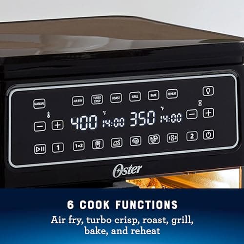 Oster 11-Quart Flex Air Fryer Oven, Dual Air Fryer with 2 Cooking Zones, Double Air Fryer with 6 Cooking Functions, Large Air Fryer with 2 Frying Baskets