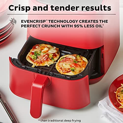 Instant Pot Vortex 2QT Mini Air Fryer, Small Air fryer that Crisps,Reheats,Bakes,Roasts for Quick Easy Meals,Includes over 100 In-App Recipes, is Dishwasher-Safe, from the Makers of Instant Pot, Red