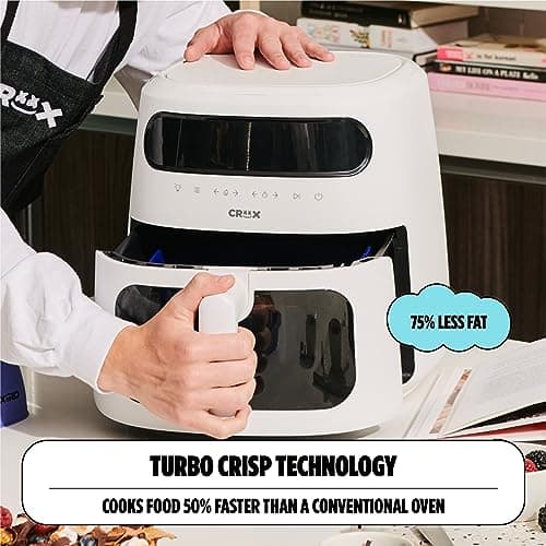 CRUX x Marshmello 8.0 QT Digital Air Fryer with TurboCrisp Technology, Touch Screen Temperature Control, Timer and Auto Shut-off, Fully Programmable, White