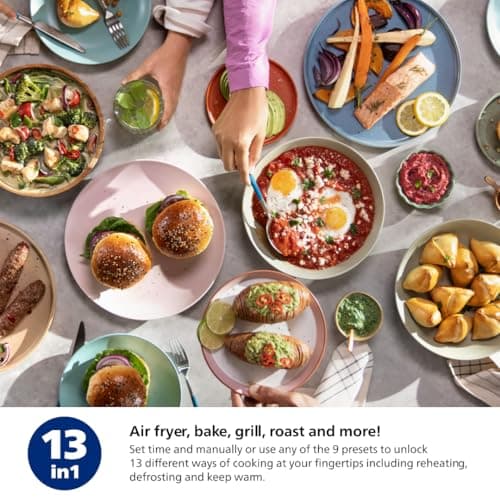Philips 2000 Series Airfryer - 4.4 qt (4.2 l) Pan, 13 Cooking Functions, RapidAir Technology, Healthy Cooking with 90% Less Fat, Efficient & Fast (NA220/00)