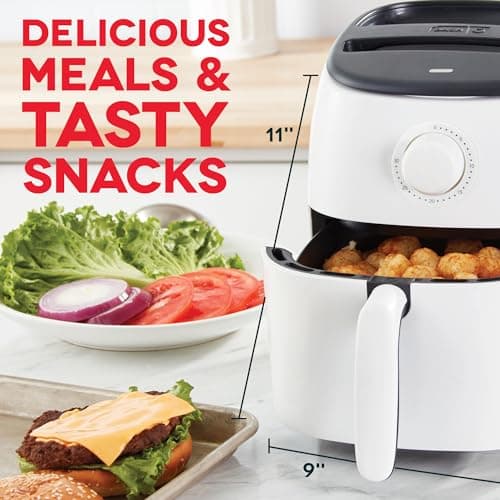 DASH Tasti-Crisp™ Express Air Fryer Oven, 2.6 Qt., White – Compact Air Fryer for Healthier Food in Minutes, Ideal for Small Spaces - Auto Shut Off, Analog, 1000-Watt