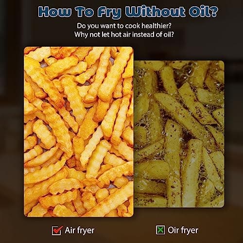 CAYNEL Air Fryer Oven Oil Free Nonstick Cooker with 8 Cook Presets, Detachable Double Basket - 5QT(Black) (Digital)