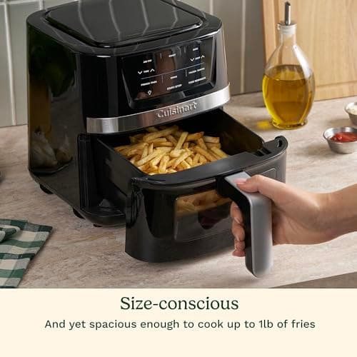 Cuisinart Air Fryer Oven, 2.6-Qt Basket Stainless Steel Air Fryer, Kitchen Dishwasher-Safe Parts with 3 Presets to Roast, Bake, & Air Fry, Quick & Easy Electric Fryer Meals, AIR-80