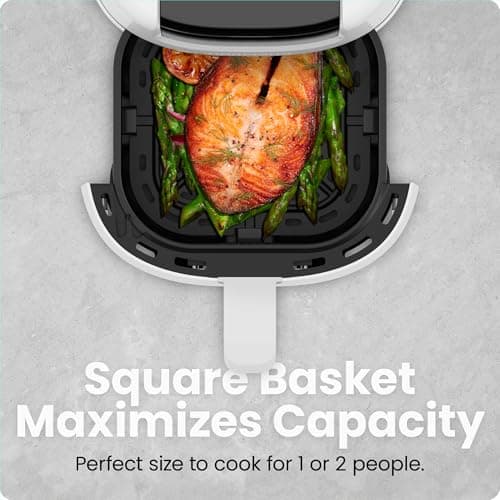 CHEFMAN 2 Qt Mini Air Fryer – Digital Space-Saving Compact Air Fryer with Nonstick and Dishwasher Safe Basket, Quick & Easy Meals in Minutes, Features Digital Timer and Shake Reminder – White