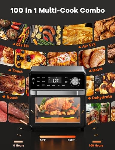 Nuwave TODD ENGLISH Air Fryer Grill Oven Combo, TRUE Char & Flavor, 100 in 1 Super Convection Toaster Oven Countertop, Excellent Thermal Insulation, POWERPORT™ Plug-In Grill, 550°F, Stainless Steel