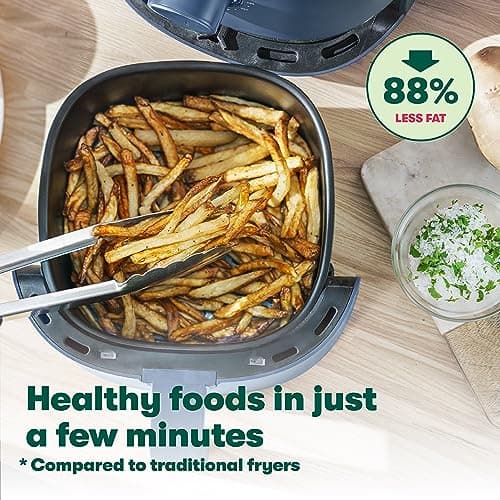 BELLA 3 Qt Manual Air Fryer Oven and 5-in-1 Multicooker with Removable Nonstick and Dishwasher Safe Crisping Tray and Basket, 1400 Watt Heating System, Matte Blue