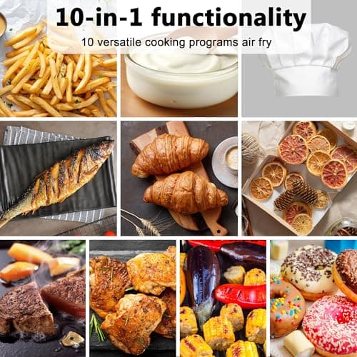 10-QT Dual Large Air Fryer, XL 2-Basket Air Fryer, 10-in-1 Technology Double Cooks 4 Foods at Once, Smart Finish & Match Cook, Air Fry, Broil,Bake, Easy Meals, Easy Clean and Dishwasher Safe, Black.