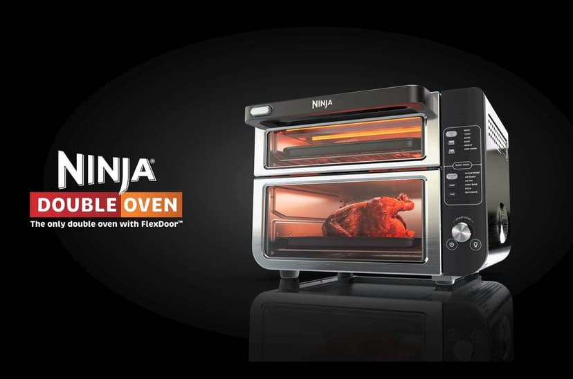 Ninja DCT401 12-in-1 Double Oven with FlexDoor, FlavorSeal & Smart Finish, Rapid Top Convection and Air Fry Bottom , Bake, Roast, Toast, Air Fry, Pizza and More, Stainless Steel