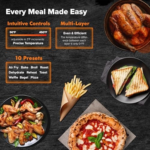 Nuwave Bravo Pro Smart 21QT Toaster Oven Air Fryer Combo, Convection Oven Countertop, 10 functions all in 1, with even & quick crisp technology, 50-450°F, 1800W, Stainless Steel