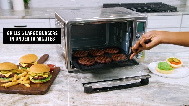 Hamilton Beach 6-in-1 Sure Crisp Air Fryer Toaster Oven Combo & Electric Indoor Grill, 450 F Searing Temp, Bake, Broil, Toast and Pizza Function, .88 cu. ft., 6 Slice Capacity, Stainless Steel (31395)