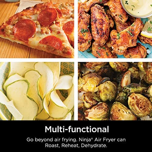Ninja Air Fryer, Roast, Bake, Air Fry, Roast, Broil, Reheats, & Dehydrates, 4-in-1, Fries, Frozen Food, Veggies, and Juicy Meat, Less Oil, Easy Meals, Healthy Meals, Compact, 4 QT, Grey, AF101