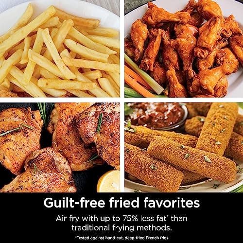 Ninja DZ071 Foodi 6-in-1 DualZone FlexBasket Air Fryer with 7-QT MegaZone & Basket Divider, Large Proteins & Full Meals, Smart Finish Cook 2 Foods 2 Ways, Large Capacity, Air Fry, Bake & More, Black (Renewed)