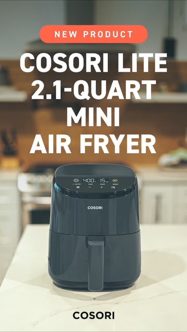 COSORI Air Fryer 2.1 QT, Small & Mini 4-in-1 airfryer Ideal for Simple Meals and Snack, Easy to Leftover Food to Crispy, Up to 97% Less Oil, 30 In-App Recipes, Nonstick & Dishwasher-Safe Basket