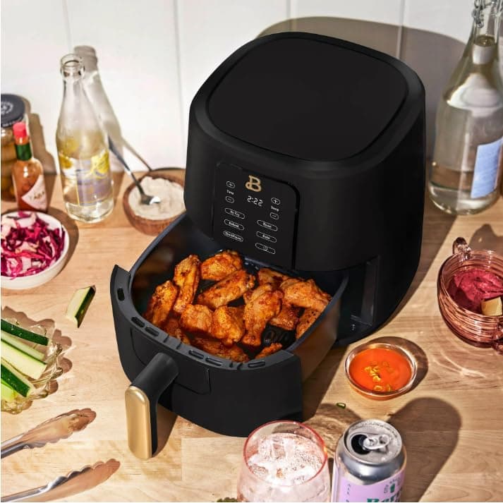 Drew Barrymore Starry Night 3 Qt Air Fryer with TurboCrisp Technology, Black Sesame
