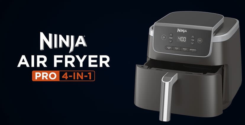 Ninja Air Fryer Pro 4-in-1 with 5 QT Capacity, Air Fry, Roast, Reheat, Dehydrate, Air Crisp Technology with 400F for hot, 120 Volts, Nonstick Basket & Crisper Plate, Grey, AF141