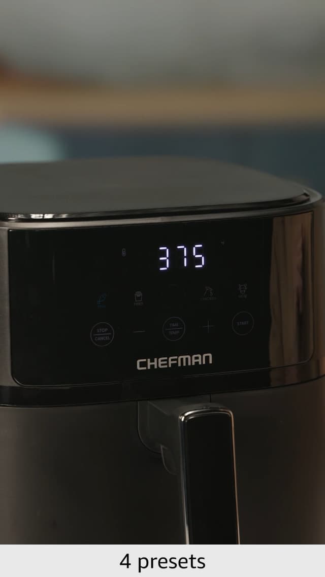 Chefman Air Fryer – 6 QT Compact Airfryer for Quick & Easy Meals in Minutes, Features Hi-Fry Technology for Extra Crisp, Touchscreen Controls with 4 Presets, Nonstick & Dishwasher Safe Basket - Black