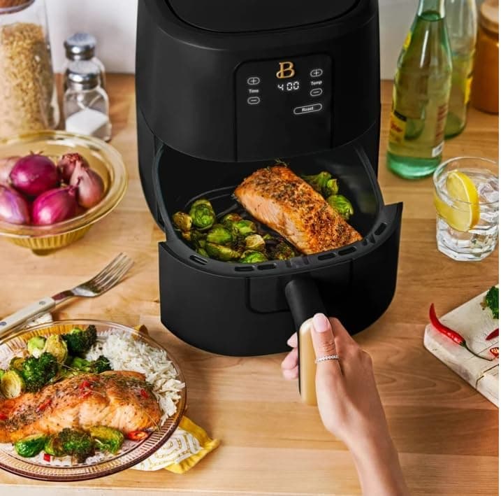 Drew Barrymore Starry Night 3 Qt Air Fryer with TurboCrisp Technology, Black Sesame