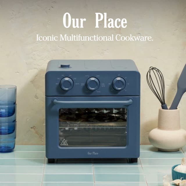 Our Place Wonder Oven | 6-in-1 Air Fryer & Toaster Oven with Steam Infusion | Compact, Countertop Friendly, Fast Preheat, Multifunctional | Air Fry, Toast, Roast, Bake, Reheat & Broil | Blue Salt