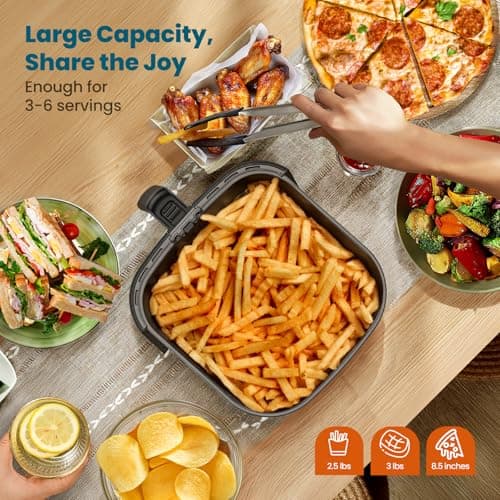 Nuwave Brio 10-in-1 Air Fryer, 6 QT Airfryer Capacity with Smart Probe, Roast Grill Bake for Fast Meals, One-Touch Digital Controls, Powerful 1800W Fryer, 100 Recipes, Removable Divider & Grill Pan