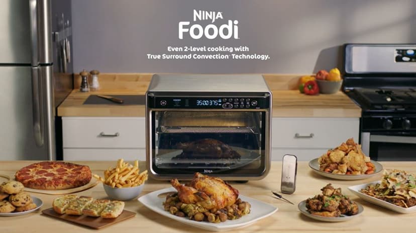 NINJA DT251 Foodi 10-in-1 Smart Air Fry Digital Countertop Convection Toaster Oven with Thermometer XL Capacity and a Stainless Steel Finish (Renewed)