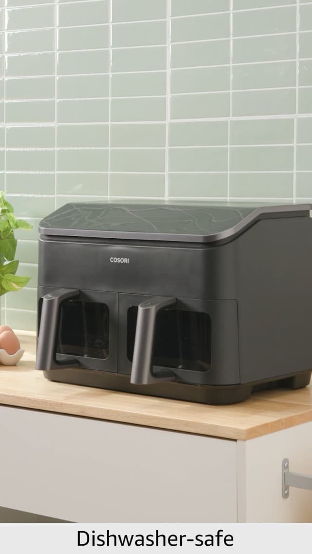 COSORI 9Qt 10-in-1 Dual Air Fryer, Fresh Balanced Meals for Family and Children with Double Baskets, Sync Cook & Finish to Bake, Roast, Reheat, Broil & 130 Recipes for Easy Cooking, Dishwasher Safe