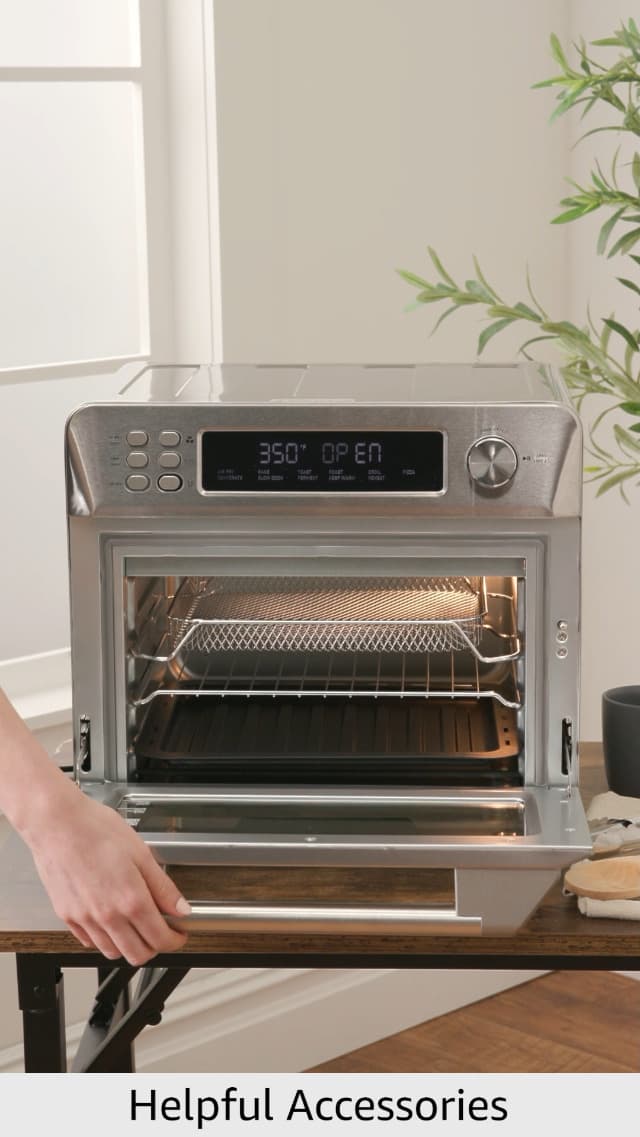 COSORI Smart 12-in-1 Air Fryer Toaster Oven Combo, Airfryer Convection Oven Countertop, Bake, Roast, Reheat, Broiler, Dehydrate, 75 Recipes & 3 Accessories, 26QT, Silver-Stainless Steel
