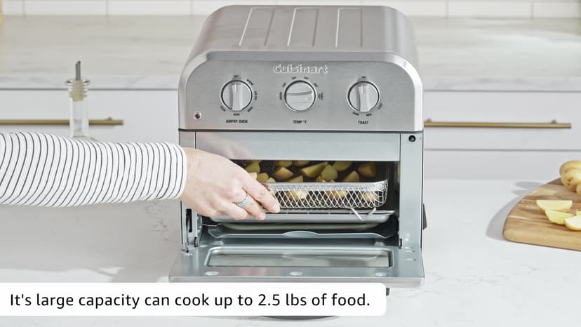 Cuisinart TOA-26 Compact Airfryer Toaster Oven, 1800-Watt Motor with 6-in-1 Functions and Wide Temperature Range, Air Fryer, Stainless Steel