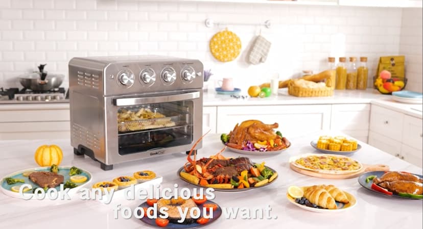 Geek Chef Air Fryer Oven 26 QT, Big Air Fryer, Toast Oven with Bake, Roast, Pizza, Easy to Use & Clean, 6 Slice Toast, Stainless Steel