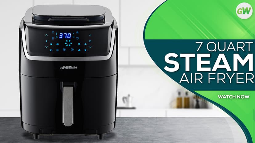 GoWISE USA 7-Quart Steam Air Fryer - with Touchscreen Display with 8 cooking presets + 100 Recipes