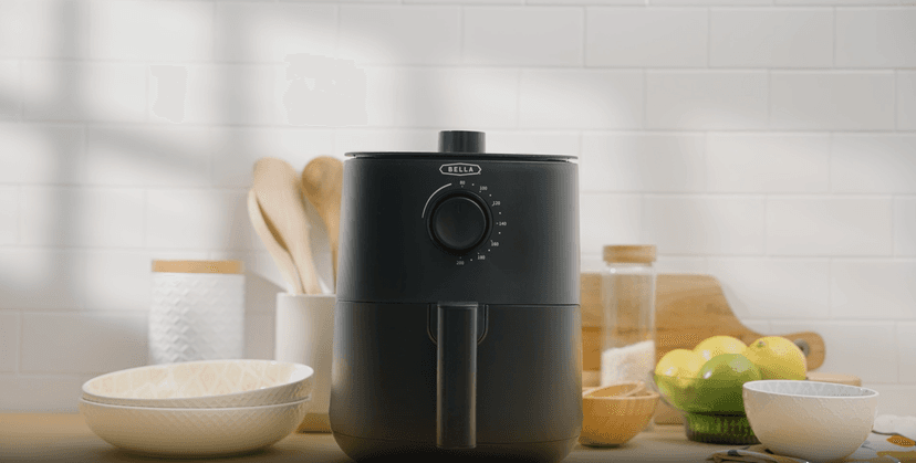 BELLA 3 Qt Manual Air Fryer Oven and 5-in-1 Multicooker with Removable Nonstick and Dishwasher Safe Crisping Tray and Basket, 1400 Watt Heating System, Matte Blue
