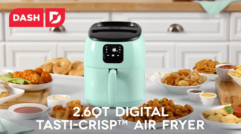 DASH Tasti-Crisp™ Electric Air Fryer Oven, 2.6 Qt., Red – Compact Air Fryer for Healthier Food in Minutes, Ideal for Small Spaces - Auto Shut Off, Digital, 1000-Watt