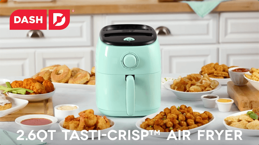 DASH Tasti-Crisp™ Electric Air Fryer Oven, 2.6 Qt., Aqua – Compact Air Fryer for Healthier Food in Minutes, Ideal for Small Spaces - Auto Shut Off, Analog, 1000-Watt