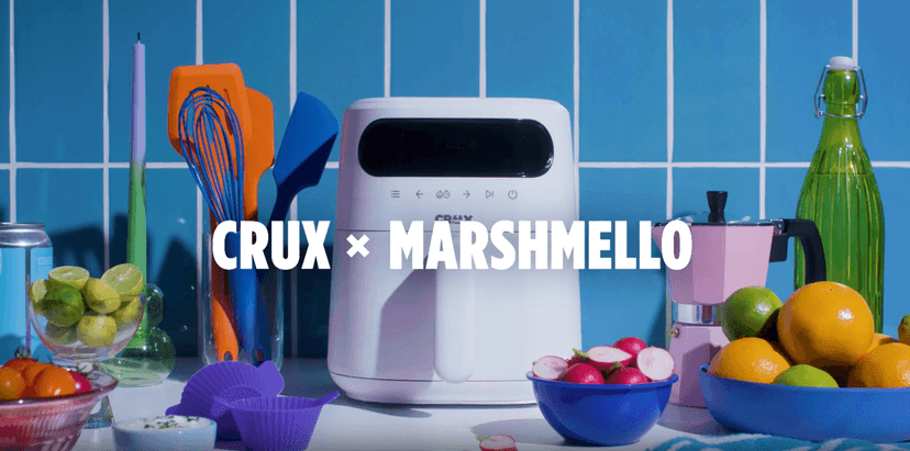 CRUX x Marshmello 3.0 QT Digital Air Fryer with TurboCrisp Technology, Touch Screen Temperature Control, Timer and Auto Shut-off, Fully Programmable, Silicone Cupcake Molds Included, Black