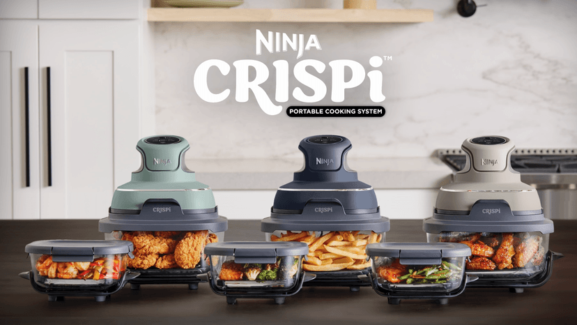 Ninja Crispi Air Fryer, Microwave, Freezer & Dishwasher Safe, Non Toxic Glass Portable Cooking System, 4 QT & 6 Cup Glass Containers with Storage Lids, Easy Meals, Air Fry, Bake, Green, FN101SG