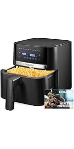 3 Qt Compact Air Fryer with Non-Stick Basket and Rack, User Friendly Simple Touchscreen, Cook in Simple Steps, Low-Oil Cooking Small Air Fryer, Space Saving Cooker